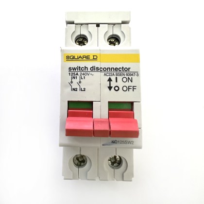 Square D KQ125SW2 AC22A 125A 125 Amp 2 Double Pole Isolator Main Switch Disconnector